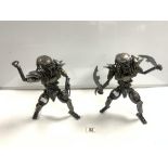 TWO METAL PREDATORS MADE FROM CAR PARTS 29CM