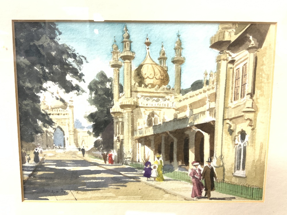 A PAIR OF WATERCOLOUR DRAWINGS - VIEWS OF ROYAL PAVILLION BRIGHTON WITH FIGURES, SIGNED ....... - Image 2 of 5