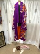 VINTAGE BRIDAL JAPANESE KIMONO WITH OBI AND TABI AND CLOGS