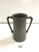 LIBERTY TUDRIC PEWTER ART NOUVEAU TWO HANDLED TANKARD - ENTITLED - FOR OLD TIMES SAKE, 20 CMS.