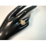 A 375 GOLD OPAL SET DRESS RING, SIZE O, 4.8 GMS.