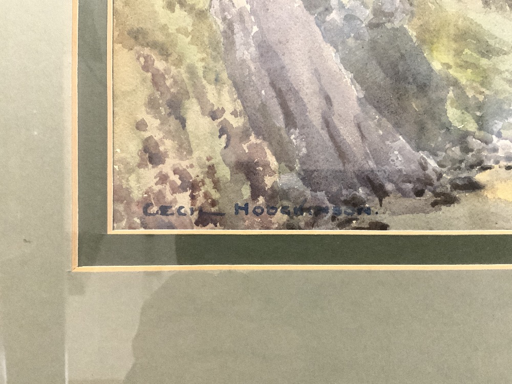 WATERCOLOUR OF A SHEPHERD AND HIS FLOCK IN A MOUNTAINOUS VALLEY, SIGNED CECIL HODGKINSON, 48 X 32 - Image 3 of 4