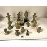 MINIATURE BRASS/BRONZE BUSTS AND STATUES LARGEST 15CM