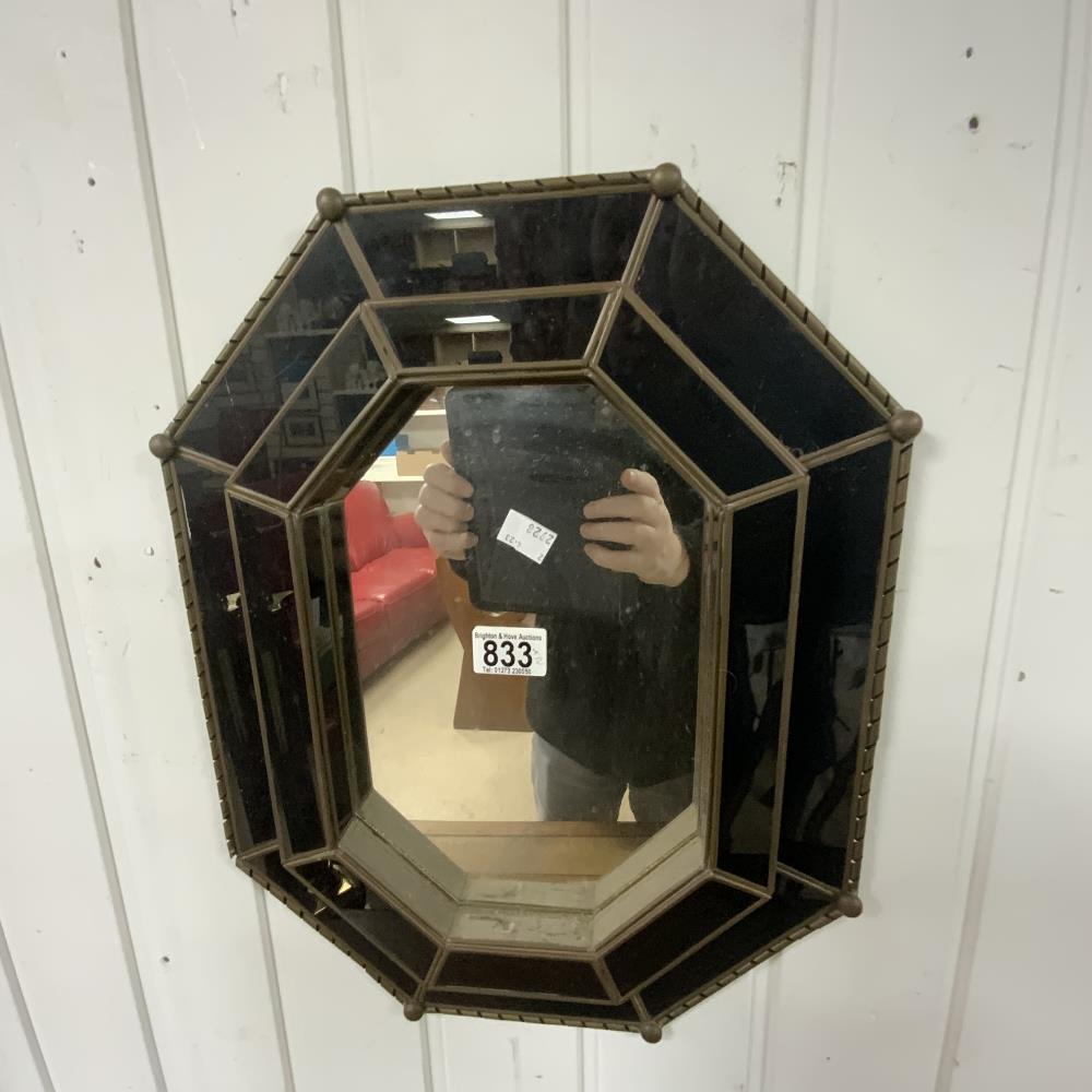 PAIR OF MEXICAN METAL AND GLASS OCTAGONAL WALL MIRRORS 36 X 47CM - Image 2 of 3