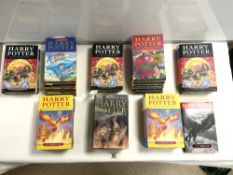 HARRY POTTER BY J K ROWLING HARDBACKS AND PAPERBACKS; ALL HARDBACKS FIRST EDITIONS