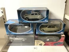 THREE SOLIDO DIE - CAST METAL - WILLY"S US ARMY JEEP, CITREON DS 19, CITREON 2 CV, A JOY RIDE