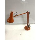 HERBERT TERRY AND SONS ORANGE ANGLE POISE LAMP.