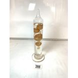 A GALILEO GLASS THERMOMETER, 29 CMS.