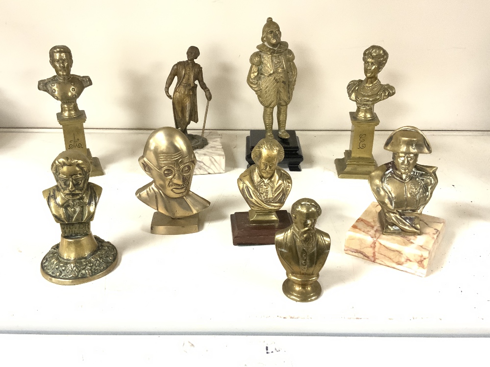 MINIATURE BRASS/BRONZE BUSTS AND STATUES LARGEST 15CM - Image 3 of 4