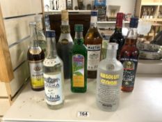 NINE BOTTLES ALCOHOL, - ADMIRAL BENBOW FINE OLD NAVY RUM, DUBONNET AND MORE.