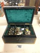 QUANTITY OF COSTUME JEWELLERY IN LEATHER BOX.