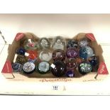 TWENTY-FOUR GLASS PAPERWEIGHTS OF VARIOUS DESIGNS.