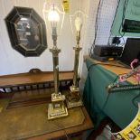 PAIR OF BRASS COLUMN SHAPED LAMPS 78CM