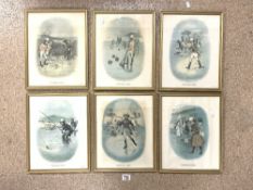 SIX SPORTING RELATED PRINTS OF THE 1820S FRAMED AND GLAZED 39 X 31CM