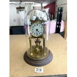 VINTAGE GLASS DOME CLOCK 29CM