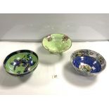 THREE VINTAGE MALING BOWLS ROSALIND AND MORE LARGEST 23CM DIAMETER