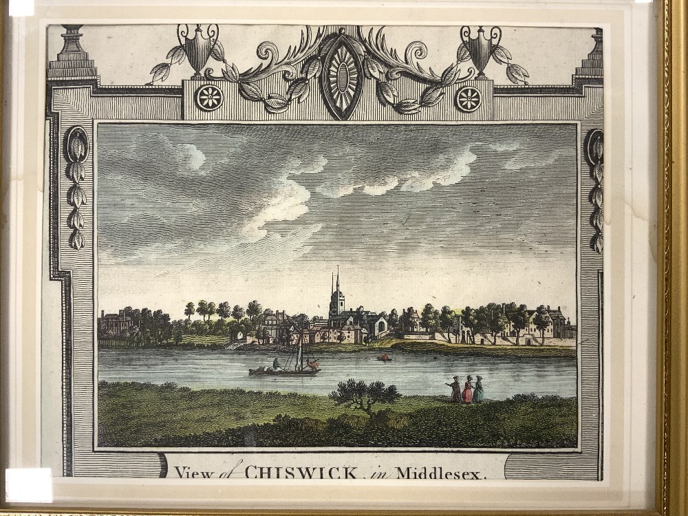 TWO COLOURED ENGRAVINGS - VIEWS OF CHISWICK, 16X14. - Image 2 of 4