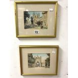 A PAIR OF WATERCOLOUR DRAWINGS - VIEWS OF ROYAL PAVILLION BRIGHTON WITH FIGURES, SIGNED .......