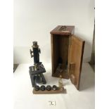 A VICTORIAN MICROSCOPE - STANDARD MODEL NUMBER 1, BY R & J BECK LTD LONDON, NUMBER 61, IN MAHOGANY