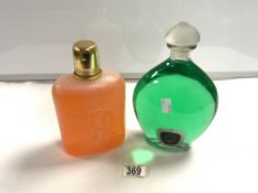 TWO FACTICE/DUMMY PERFUME BOTTLES - SHALIMAR GUERLAIN PARIS, 25 CMS, AND ANOTHER.