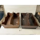 TWO ANTIQUE MAHOGANY CUTLERY TRAYS.