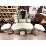 A FRENCH LOUIS STYLE KIDNEY SHAPED FOUR PIECE BEDROOM SET.