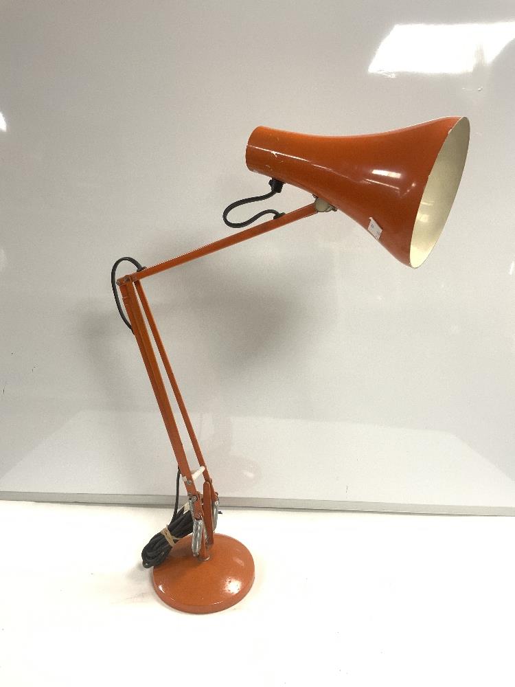 HERBERT TERRY AND SONS ORANGE ANGLE POISE LAMP. - Image 2 of 3