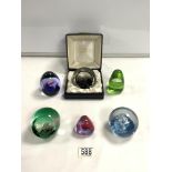 SIX CAITHNESS PAPERWEIGHTS ONE BOXED