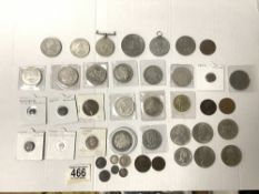 MIXED SILVER COINS WITH MEDALS