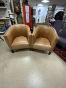 TWO MODERN LEATHER TUB CHAIRS