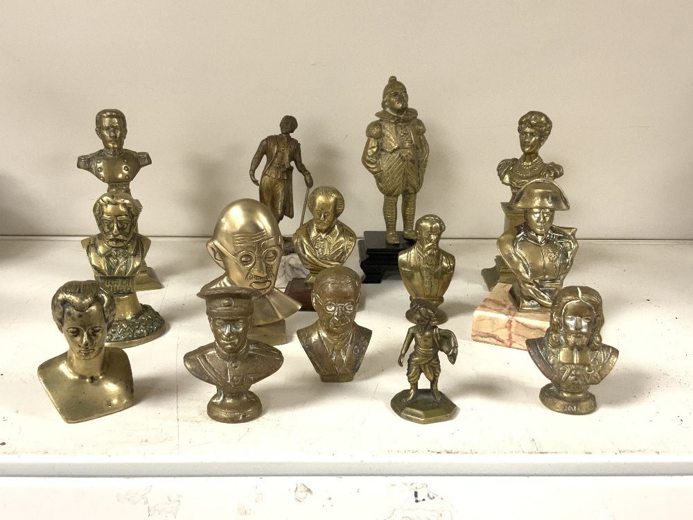 MINIATURE BRASS/BRONZE BUSTS AND STATUES LARGEST 15CM - Image 2 of 4