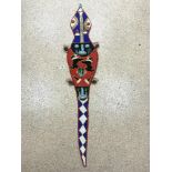 AFRICAN TRIBAL YORUBA BEADED WORK LIZARD WALL HANGING, 146CMS.