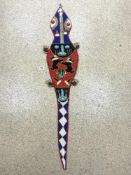 AFRICAN TRIBAL YORUBA BEADED WORK LIZARD WALL HANGING, 146CMS.