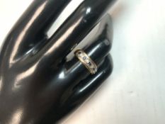 375 GOLD RING WITH DIAMONDS AND WITH SAPPHIRES SET IN PLATINUM SIZE M.5