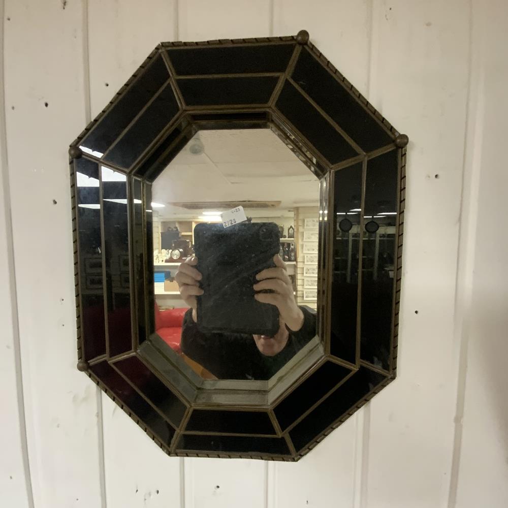 PAIR OF MEXICAN METAL AND GLASS OCTAGONAL WALL MIRRORS 36 X 47CM - Image 3 of 3