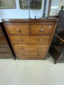 VICTORIAN MAHOGANY TWO OVER THREE CHEST OF DRAWERS 99 X 47 X 117CM