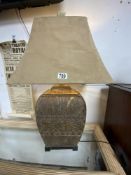 CERAMIC AND WIREWORK TABLE LAMP WITH SUEDE SHADE 80CM
