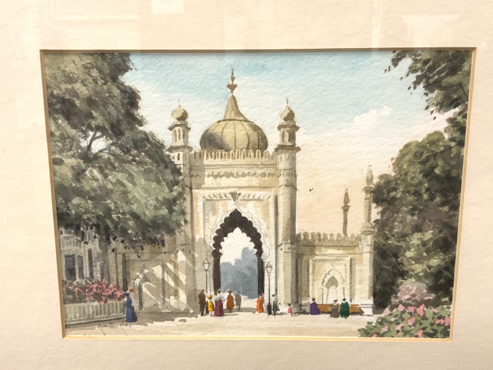 A PAIR OF WATERCOLOUR DRAWINGS - VIEWS OF ROYAL PAVILLION BRIGHTON WITH FIGURES, SIGNED ....... - Image 4 of 5