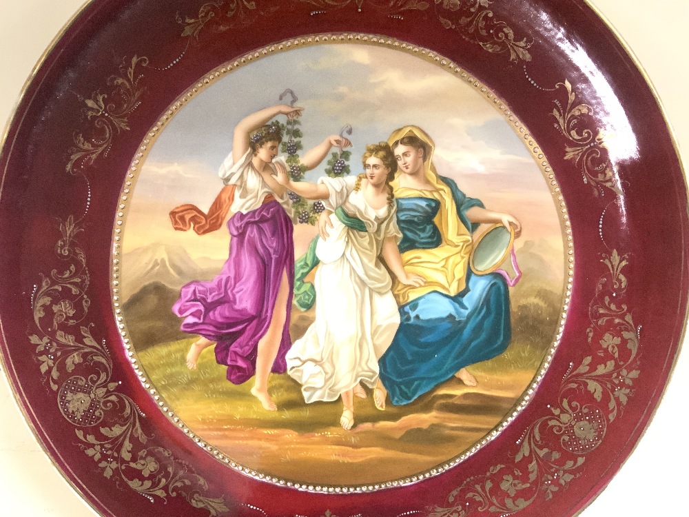 ROYAL VIENNA PORCELAIN WALL PLATE DECORATED WITH THREE MAIDENS, 40 CMS DIAMETER. - Image 2 of 4