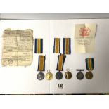 TWO PAIRS OF FIRST WORLD WAR MEDALS FOR - A361288 PTE. H. P. HUDSON. A. S. C. AND 57 DVR. F S.
