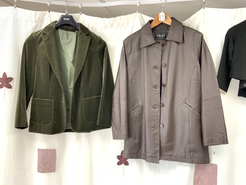 MILAN BROWN LEATHER GENTS JACKET, GREEN SUEDE JACKET BY CZARINA, A BROWN SUEDE JACKET AND A CHILDS - Image 2 of 4