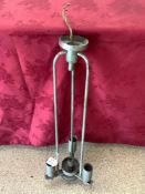 ART DECO HANGING CHROME AND STEEL LAMP