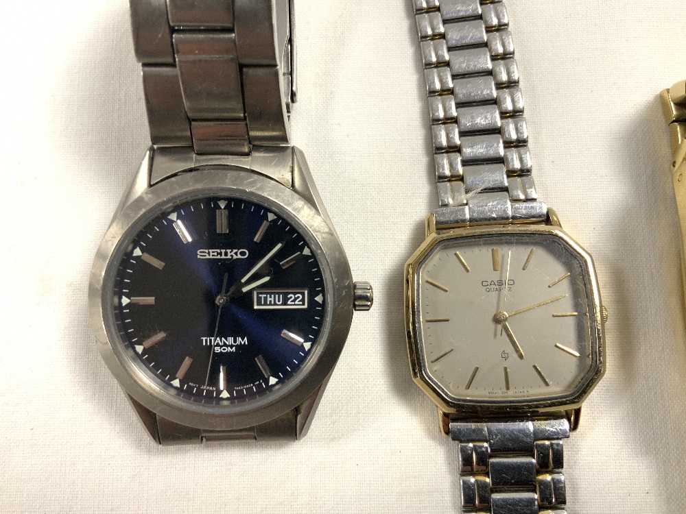 FOUR GENTS WATCHES TWO SEIKO'S ONE TITANUM AND ACCURIST DIAMOND AND A CASIO MG-302G - Image 2 of 5