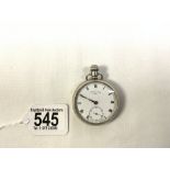 HALLMARKED SILVER CASED POCKET WATCH ,THE WHITE ENAMEL DIAL WITH SECONDS HAND INSCRIBED J.M.