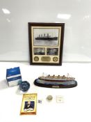 TITANIC CAITHNESS GLASS COMEMERATIVE PAPERWEIGHT IN BOX, AND TITANIC 100th ANNIVERSARY PHOTOGRAPHS