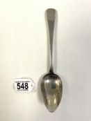 GEORGE III HALLMARKED SILVER TABLESPOON, DATED 1809 BY PETER AND WILLIAM BATEMAN 22CM 64 GRAMS