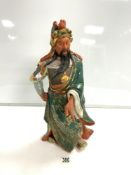 VINTAGE JAPANESE POTTERY FIGURE OF A WARRIOR, 47 CMS.