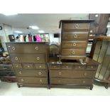 TWO STAG FURNITURE BEDROOM CHEST OF DRAWERS, 82X46X110 CMS, AND SMALL STAG 4 DRAWER CHEST.