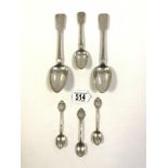 HALLMARK SILVER SPOONS INCLUDES TWO IRISH SILVER RAT TAIL SPOONS BY MAKER CHRISTOPHER CUMMINGS 234