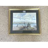 SALLY BARBER (1900) SIGNED RIVER SIGNED SCENE WATERCOLOUR FRAMED AND GLAZED 49 X 41CM